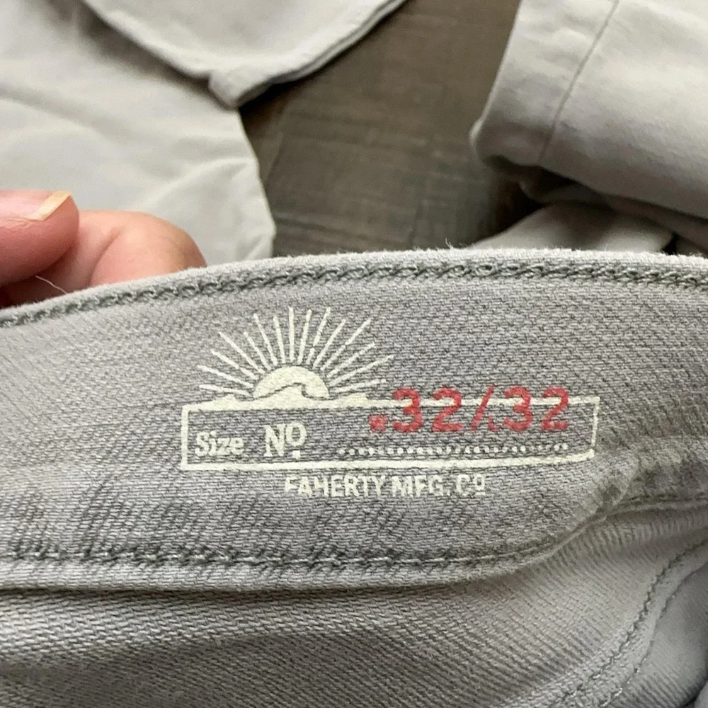 Faherty Mens 32x32 Gray Slim Straight Stretch Denim Jeans Light Wash Casual